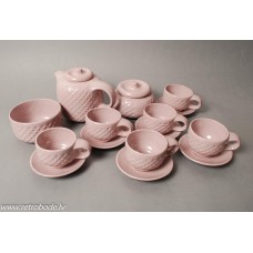 Keramikas kafijas servīze 6 personam. Tases, apakštases kafijas kanna, cukurtrauks, konfekšu trauks, Latvijas Keramika